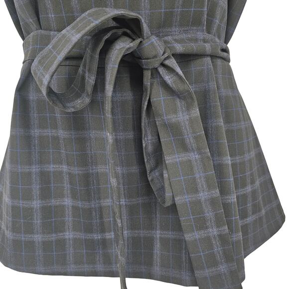 Calvin Klein womans size XL sleeveless plaid peplum shell tie waist tank top - Picture 3 of 6